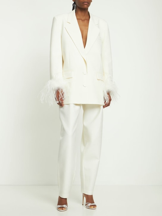 Giuseppe Di Morabito: Double twisted canvas blazer w/ feathers - women_1 | Luisa Via Roma