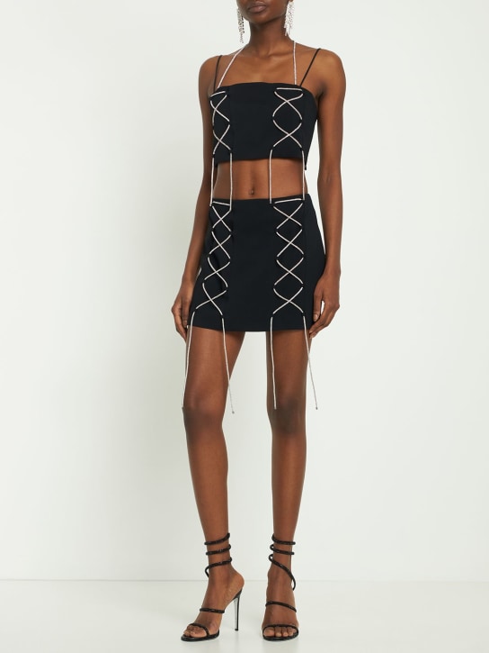 Giuseppe Di Morabito: Top in cady di raso envers con lacci - Nero - women_1 | Luisa Via Roma