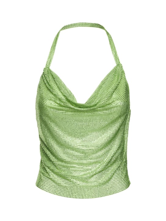 Giuseppe Di Morabito: Embellished net halter top - Green - women_0 | Luisa Via Roma
