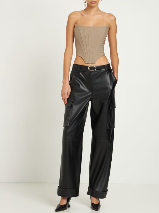 Giuseppe Di Morabito: ダブルツイストウールコルセットトップ - ブラウン - women_1 | Luisa Via Roma