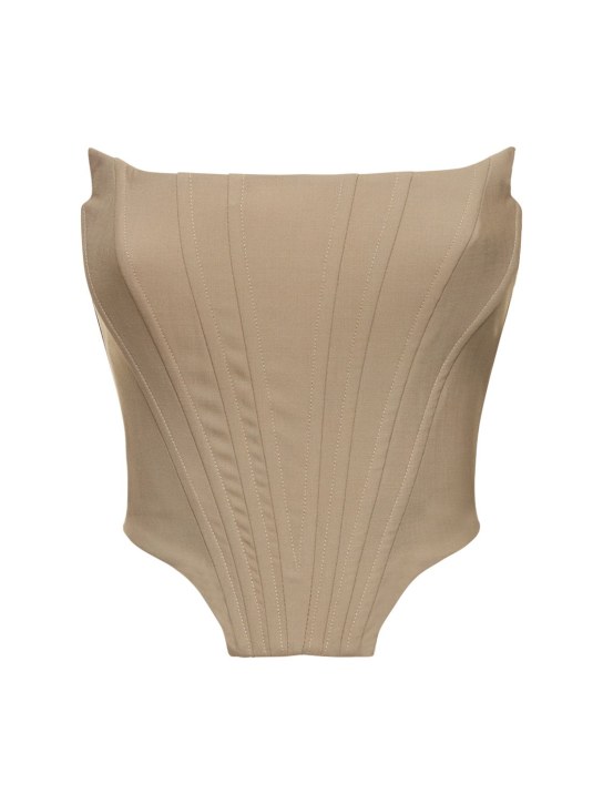 Giuseppe Di Morabito: ダブルツイストウールコルセットトップ - ブラウン - women_0 | Luisa Via Roma