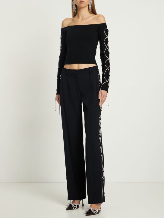 Lace-up stretch knit top - Thumbnail 2