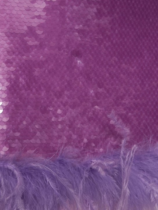 Giuseppe Di Morabito: 羽毛装饰亮片迷你短裙 - 紫色 - women_1 | Luisa Via Roma