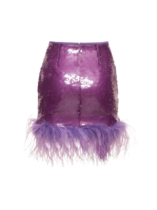 Giuseppe Di Morabito: Sequined mini skirt w/ feathers - Purple - women_1 | Luisa Via Roma
