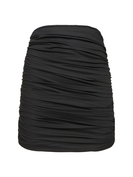 Giuseppe Di Morabito: Minigonna in popeline stretch arricciato - Nero - women_0 | Luisa Via Roma