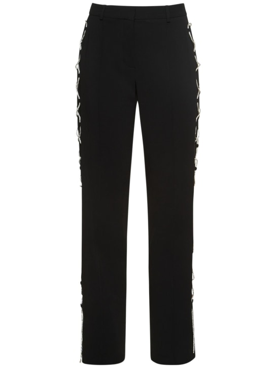 Giuseppe Di Morabito: Pantalon en satin envers stretch à lacets - Noir - women_0 | Luisa Via Roma