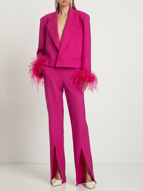 Giuseppe Di Morabito: Double twisted wool pants w/slits - Fuchsia - women_1 | Luisa Via Roma