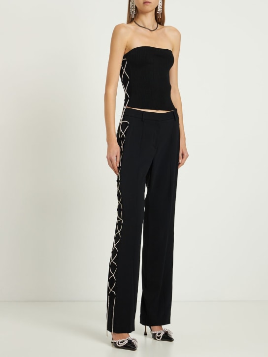 Giuseppe Di Morabito: Haut tube en maille stretch à lacets - Noir - women_1 | Luisa Via Roma