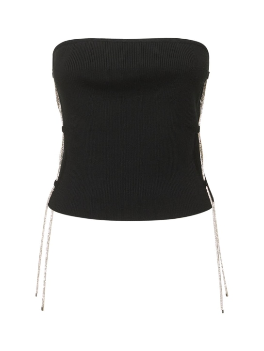 Giuseppe Di Morabito: Haut tube en maille stretch à lacets - Noir - women_0 | Luisa Via Roma