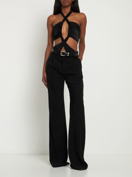 Alexandre Vauthier: Cutout halter jersey bodysuit - Black - women_1 | Luisa Via Roma