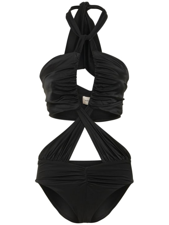 Alexandre Vauthier: Cutout halter jersey bodysuit - Black - women_0 | Luisa Via Roma