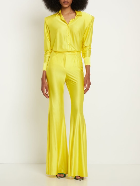 Alexandre Vauthier: HOCHTAILLIERTE, AUSGESTELLTE HOSE AUS JERSEY - Gelb - women_1 | Luisa Via Roma