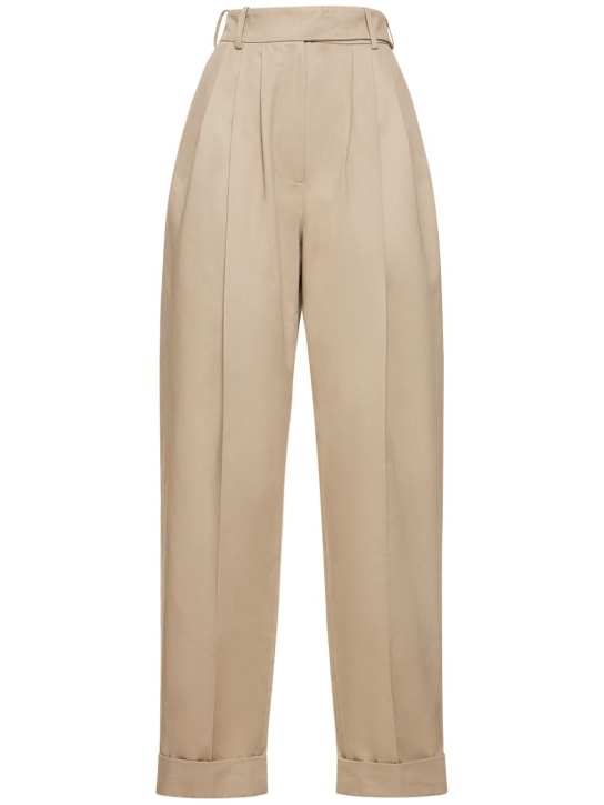 Alexandre Vauthier: Gerade Hose aus Twill mit hohem Bund - Beige - women_0 | Luisa Via Roma