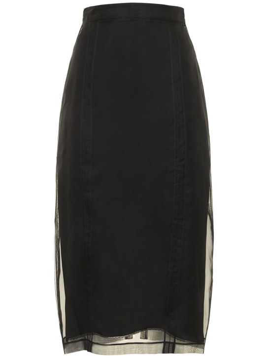 Gucci: Light organza pencil skirt - Black - women_0 | Luisa Via Roma