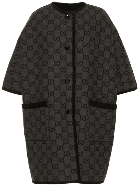 Gucci: GG wool coat - Black/Grey - women_0 | Luisa Via Roma