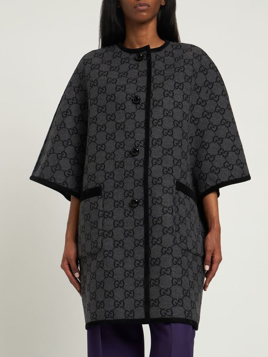 Gucci: GG wool coat - Black/Grey - women_1 | Luisa Via Roma
