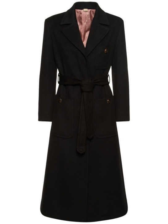 Gucci: Manteau en laine Exquisite - Noir - women_0 | Luisa Via Roma