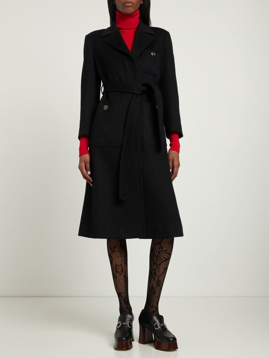 Gucci: Manteau en laine Exquisite - Noir - women_1 | Luisa Via Roma