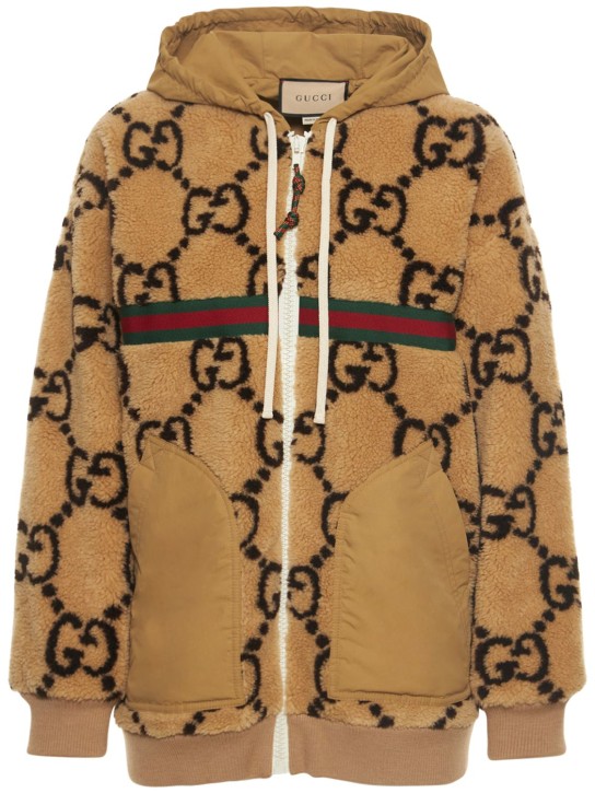 Gucci: Sweat-shirt en laine mélangée - Beige - women_0 | Luisa Via Roma