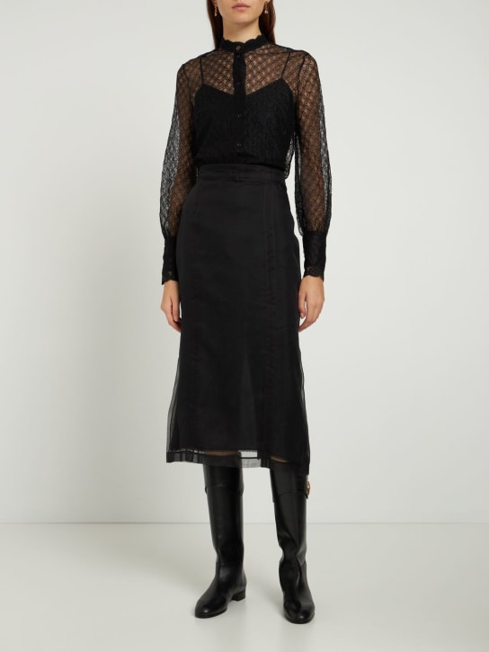 Gucci: Light organza pencil skirt - Black - women_1 | Luisa Via Roma