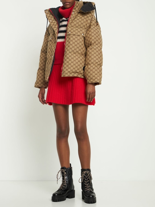 Gucci: Exquisite 코튼 혼방 다운 재킷 - 카멜 - women_1 | Luisa Via Roma