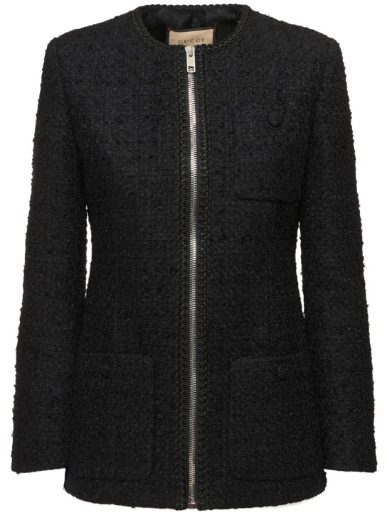 Gucci: Wool blend jacket - Siyah - women_0 | Luisa Via Roma