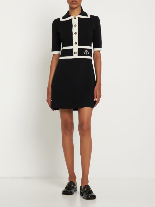 Gucci: Cosmogonie wool jacquard dress - Black/Ivory - women_1 | Luisa Via Roma