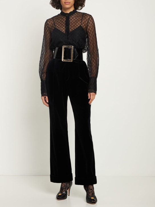 Gucci: Pantalones de algodón stretch - Negro - women_1 | Luisa Via Roma