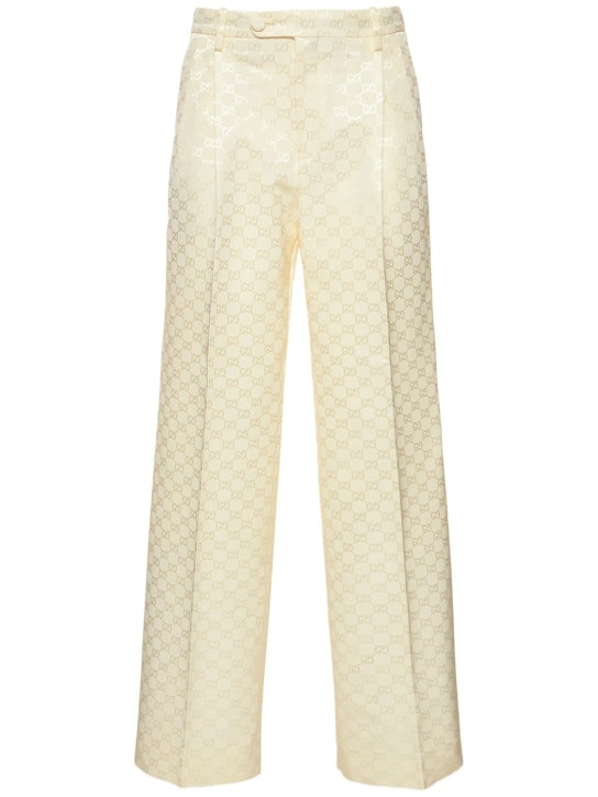 Gucci: Cosmogonie GG cotton blend pants - Baby Cream - women_0 | Luisa Via Roma
