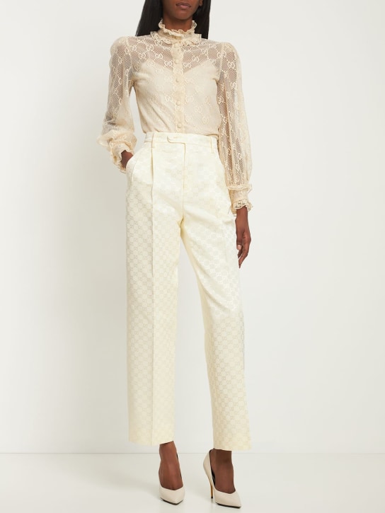 Gucci: Cosmogonie GG cotton blend pants - Baby Cream - women_1 | Luisa Via Roma