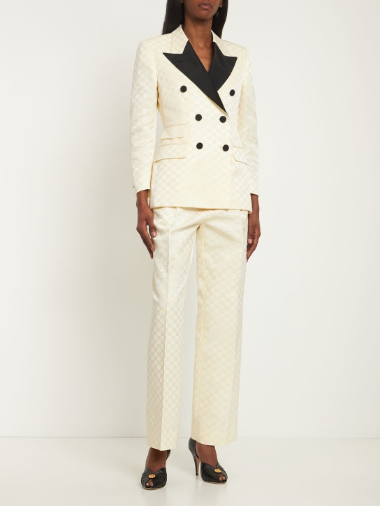 Gucci: Cosmogonie GG cotton blend blazer - Baby Cream - women_1 | Luisa Via Roma