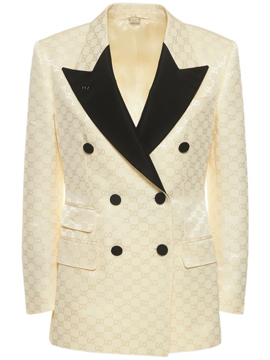 Gucci: Cosmogonie GG cotton blend blazer - Baby Cream - women_0 | Luisa Via Roma