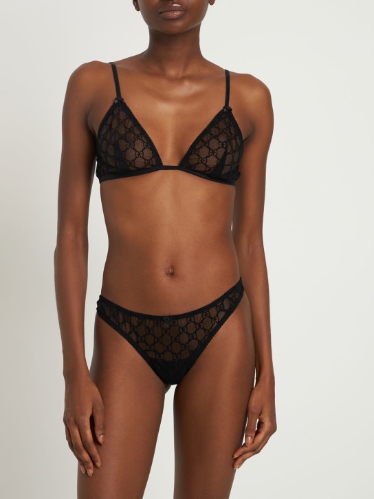 Gucci: Lace underwear set - Black - women_1 | Luisa Via Roma