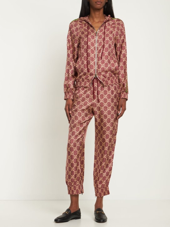 Gucci: Silk twill logo jacket - Sweet Berry - women_1 | Luisa Via Roma