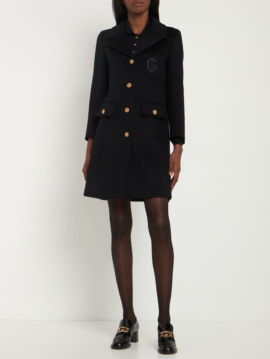 Gucci: Manteau en laine embellie - Noir - women_1 | Luisa Via Roma