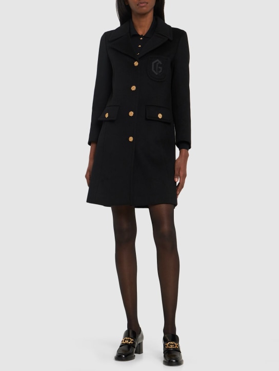 Gucci: Embellished wool coat - Black - women_1 | Luisa Via Roma