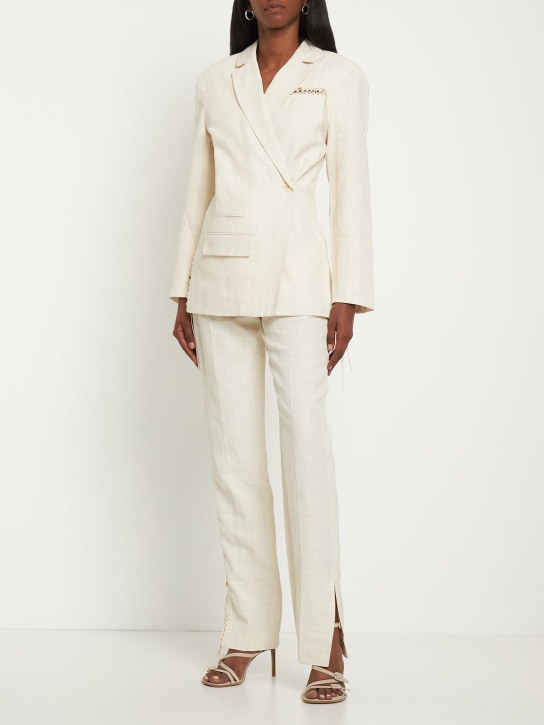 Jacquemus: La Veste Tibau blazer w/ stitching - Off White - women_1 | Luisa Via Roma