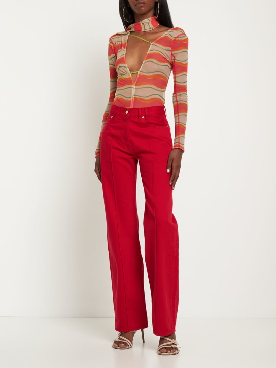 Jacquemus: Le Body Abanaba sheer printed bodysuit - Multicolor - women_1 | Luisa Via Roma