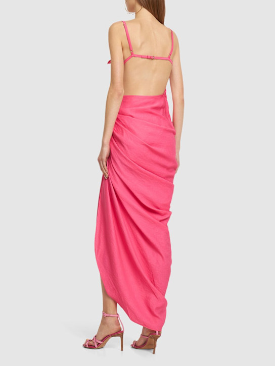 Jacquemus: La robe Saudade long viscose blend dress - Pink - women_2 | Luisa Via Roma