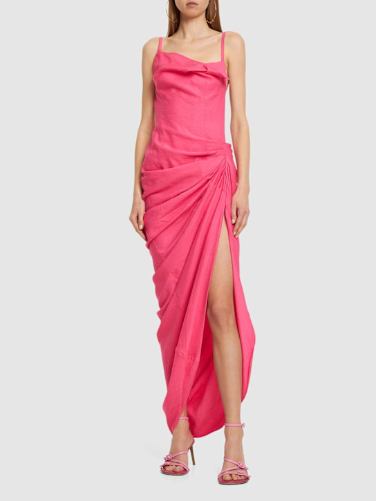Jacquemus: La robe Saudade long viscose blend dress - Pink - women_1 | Luisa Via Roma