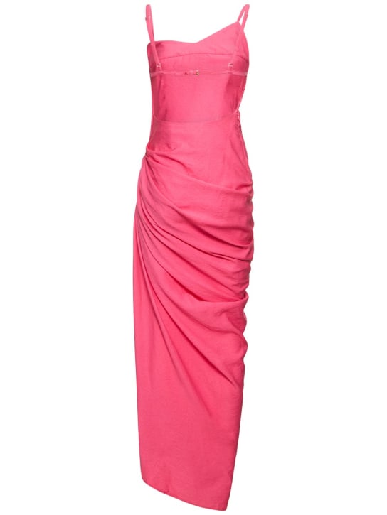 Jacquemus: La robe Saudade long viscose blend dress - Pink - women_4 | Luisa Via Roma