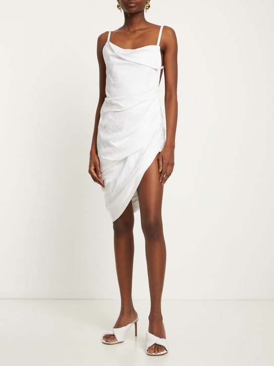 Jacquemus: La Robe Saudade mini dress - Beyaz - women_1 | Luisa Via Roma