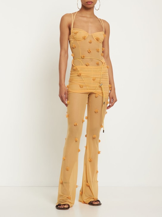 Jacquemus: Le Pantalon Espelho beaded mesh pants - Light Orange - women_1 | Luisa Via Roma