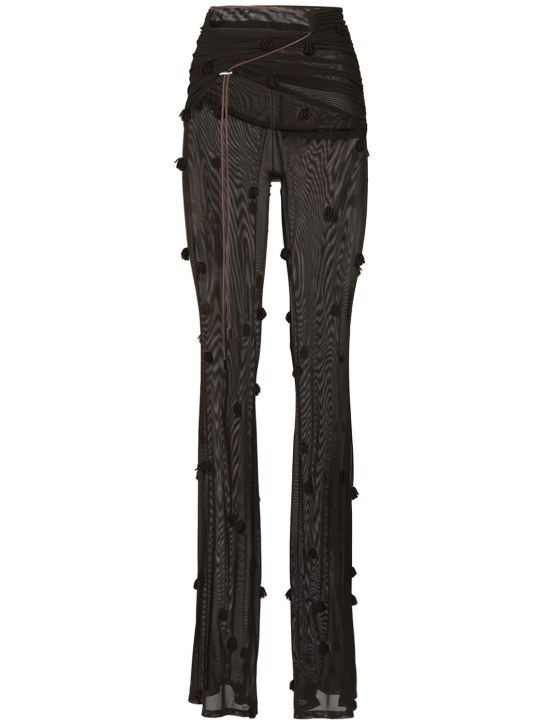 Jacquemus: Pantaloni Le Pantalon Espelho in mesh con perline - Marrone - women_0 | Luisa Via Roma