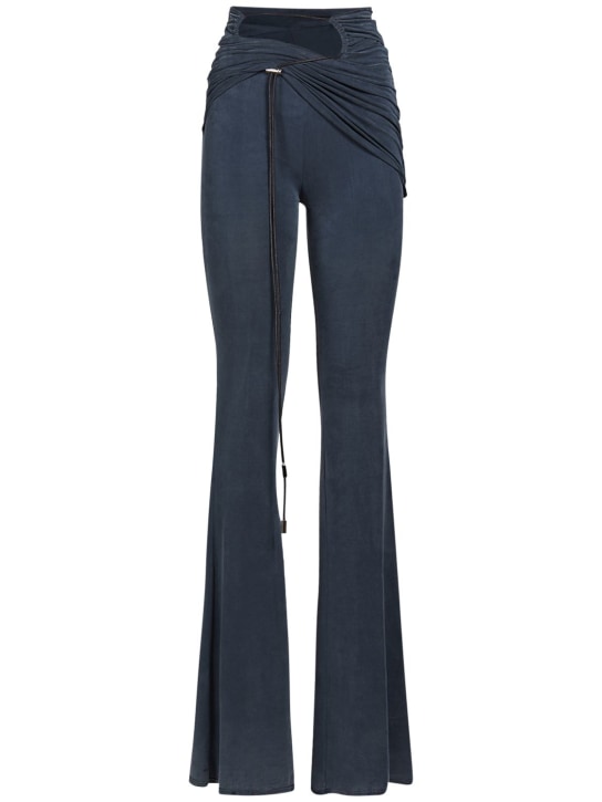 Jacquemus: Le Pantalon Espelho cupro wide pants - Navy - women_0 | Luisa Via Roma