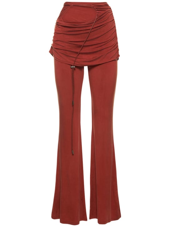 Jacquemus: Le Pantalon Espelho cupro wide pants - Terracotta - women_0 | Luisa Via Roma