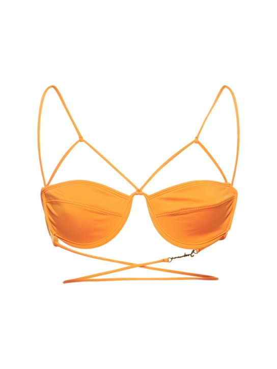 Jacquemus: Le Haut De Maillot Signat bikini top - Orange - women_0 | Luisa Via Roma