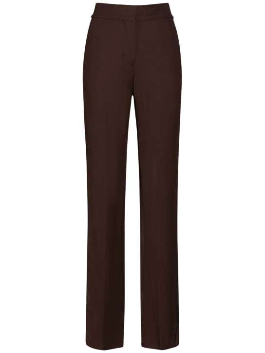 Jacquemus: Pantaloni Le Pantalon Tibau in twill - Marrone - women_0 | Luisa Via Roma