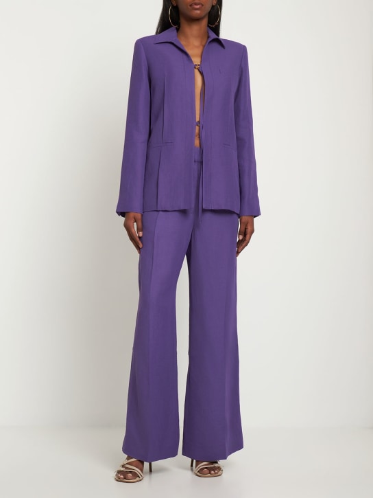 Jacquemus: Le Pantalon Banha crepe wide pants - Purple - women_1 | Luisa Via Roma