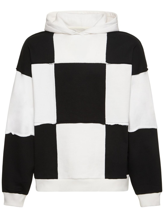 Checkered patchwork sweatshirt hoodie - FLÂNEUR - Men